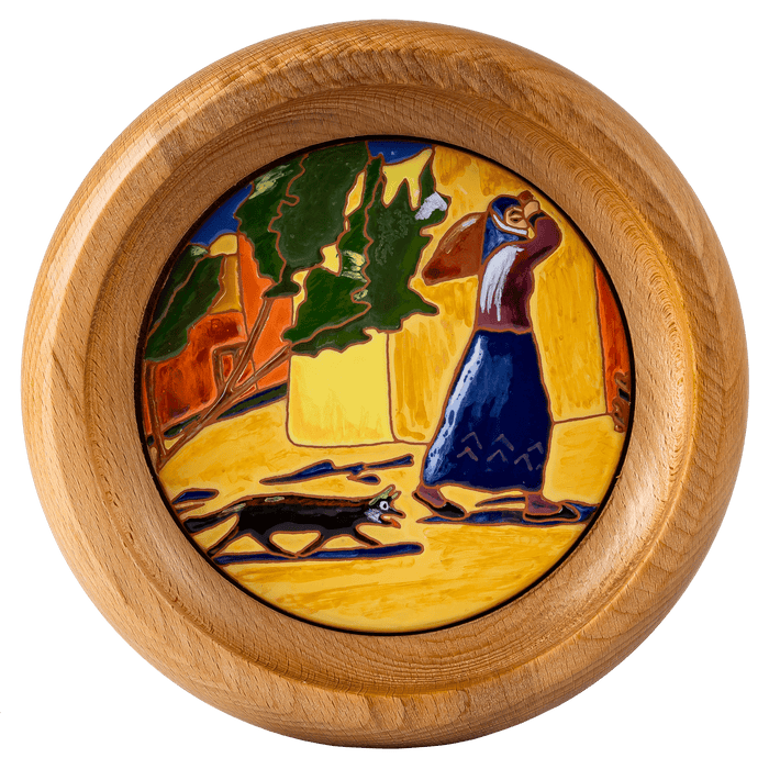 Wooden Tray with Ceramic Tile