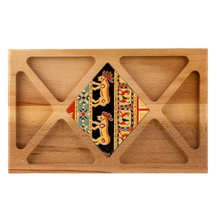 Elegant wooden tray featuring a durable ceramic tile for artistic serving needs.
