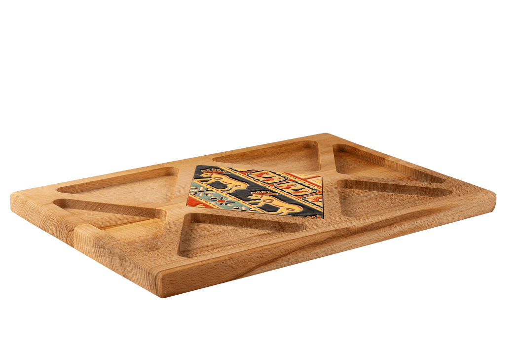 Wooden Tray with Ceramic Tile