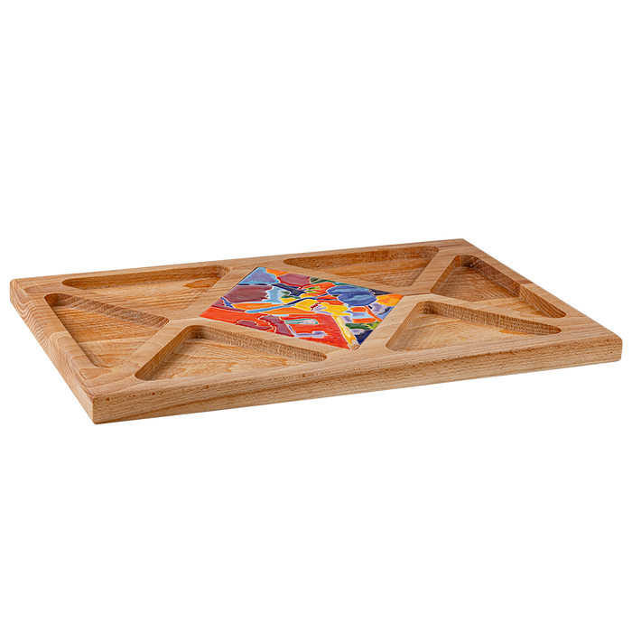 "Jajur" By Minas Wooden Tray with Ceramic Tile