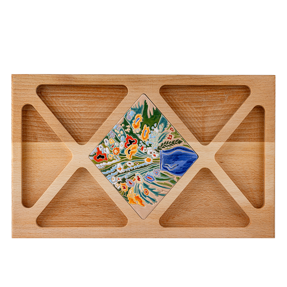 Saryan's Art Wooden Tray with Ceramic Tile