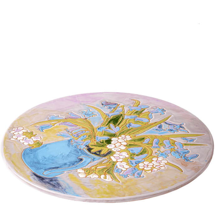 Blue Flower Themed Ceramic Decorative Cheeseboard