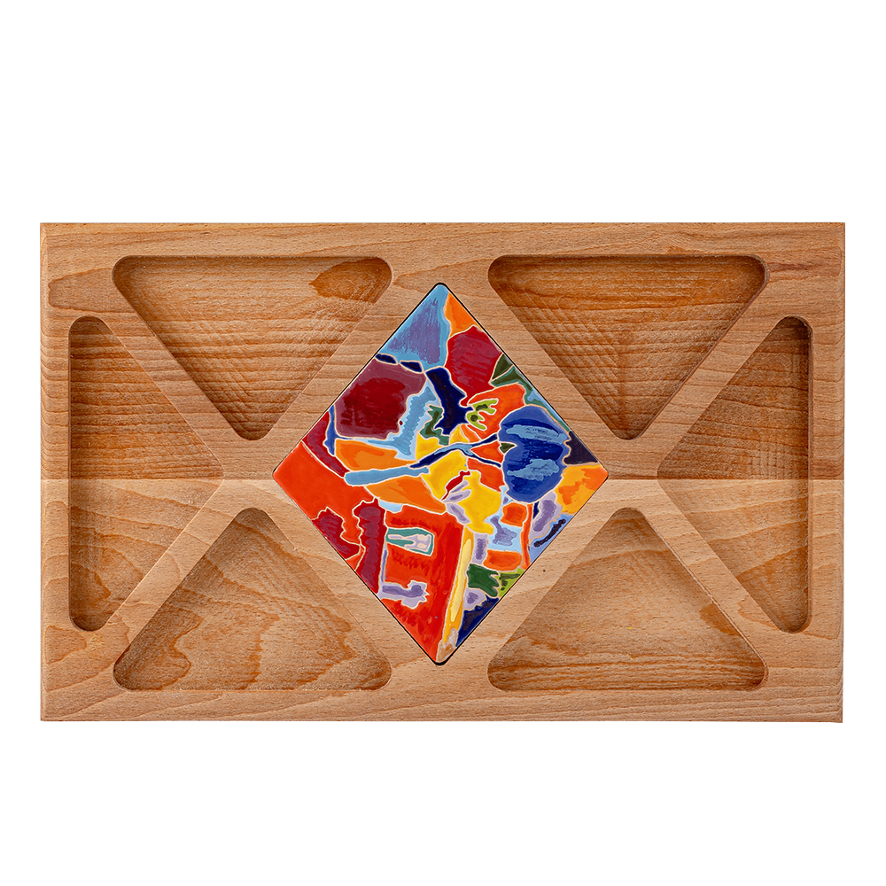 "Jajur" By Minas Wooden Tray with Ceramic Tile