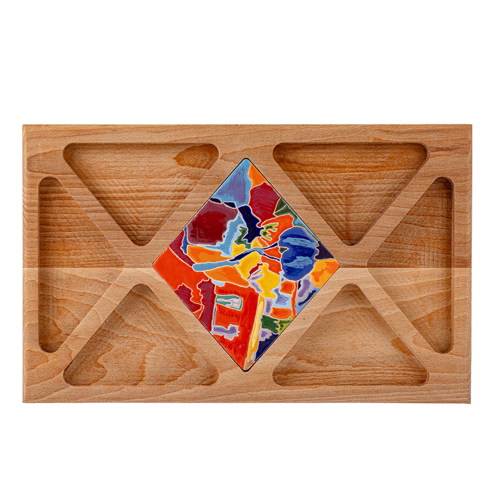 "Jajur" By Minas Wooden Tray with Ceramic Tile