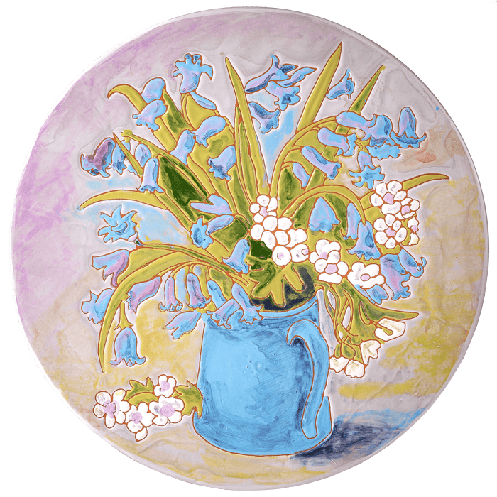 Blue Flower Themed Ceramic Decorative Cheeseboard