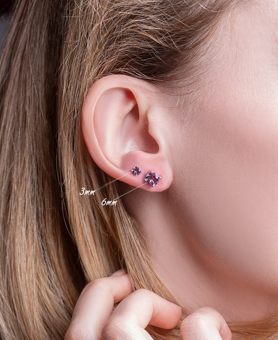 Vintage Alexandrite earrings, Alexandrite earrings for women, Minimalist stud earrings, brilliant cut Alexandrite earrings, gemstone jewelry