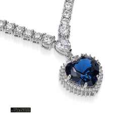 Titanic Necklace Heart of Ocean Blue Diamond cz - Petite Size