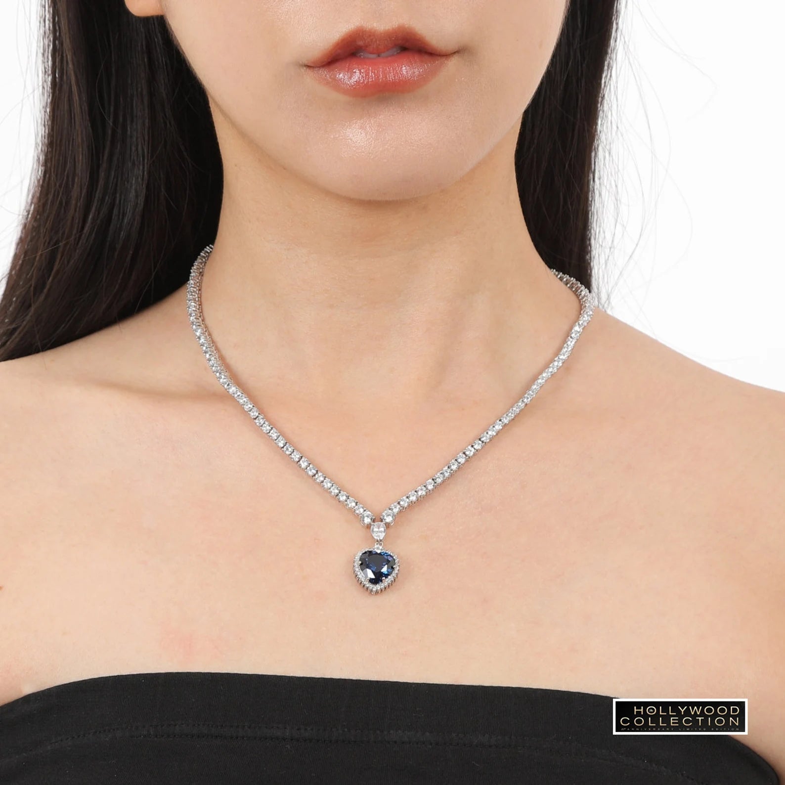 Titanic Necklace Heart of Ocean Blue Diamond cz - Petite Size