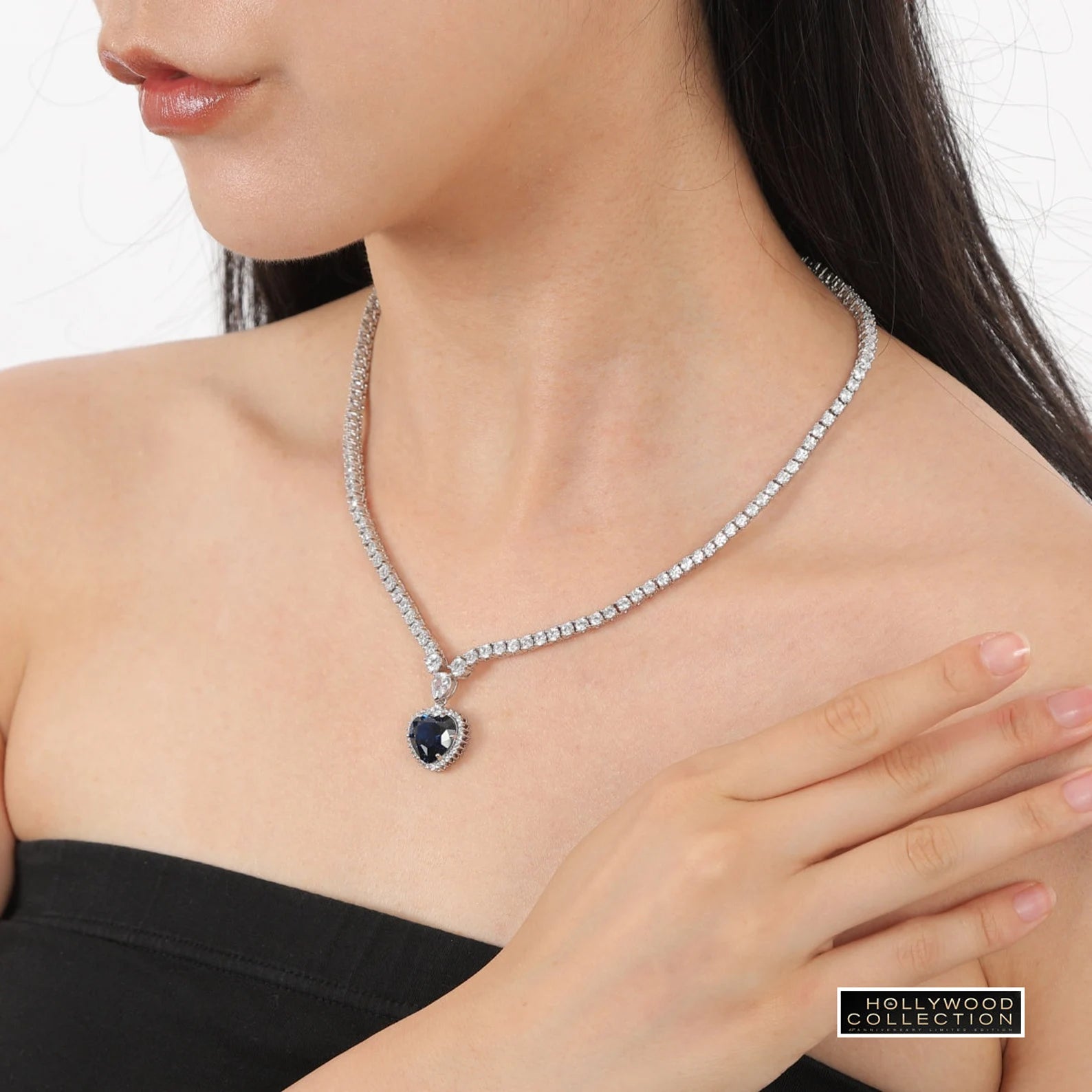 Titanic Necklace Heart of Ocean Blue Diamond cz - Petite Size