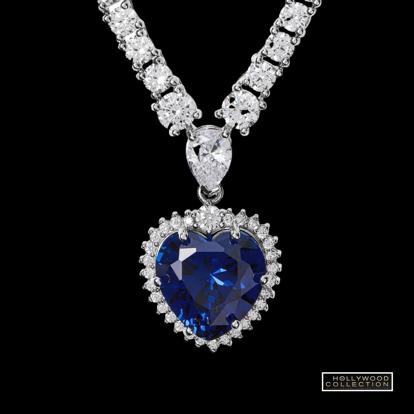 Titanic Necklace Heart of Ocean Blue Diamond cz - Petite Size