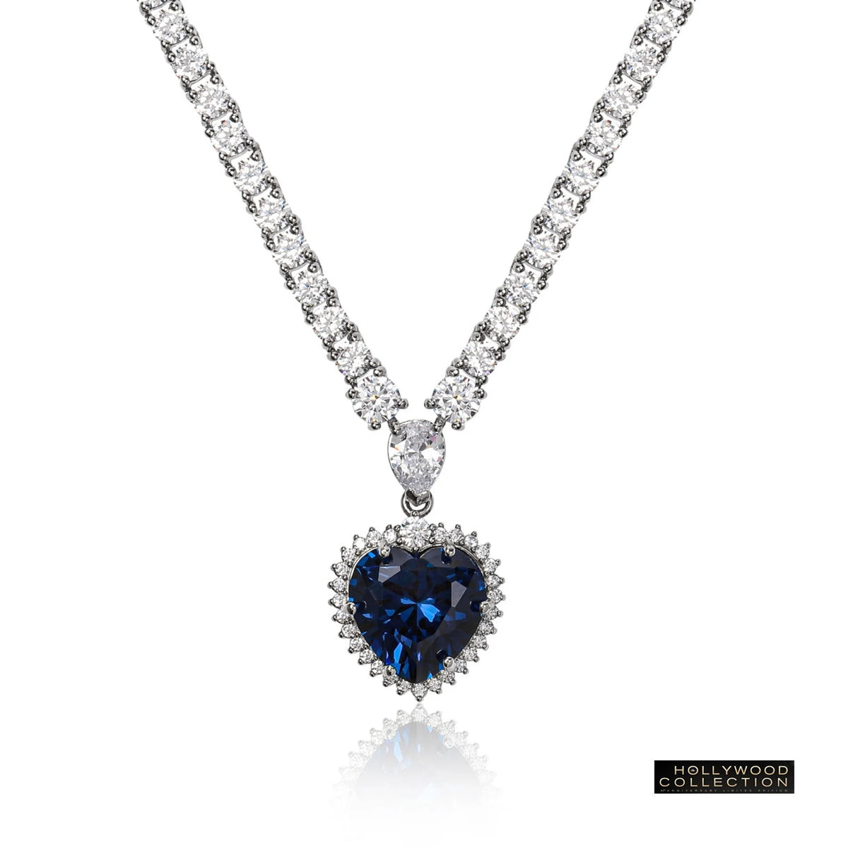 Titanic Necklace Heart of Ocean Blue Diamond cz - Petite Size