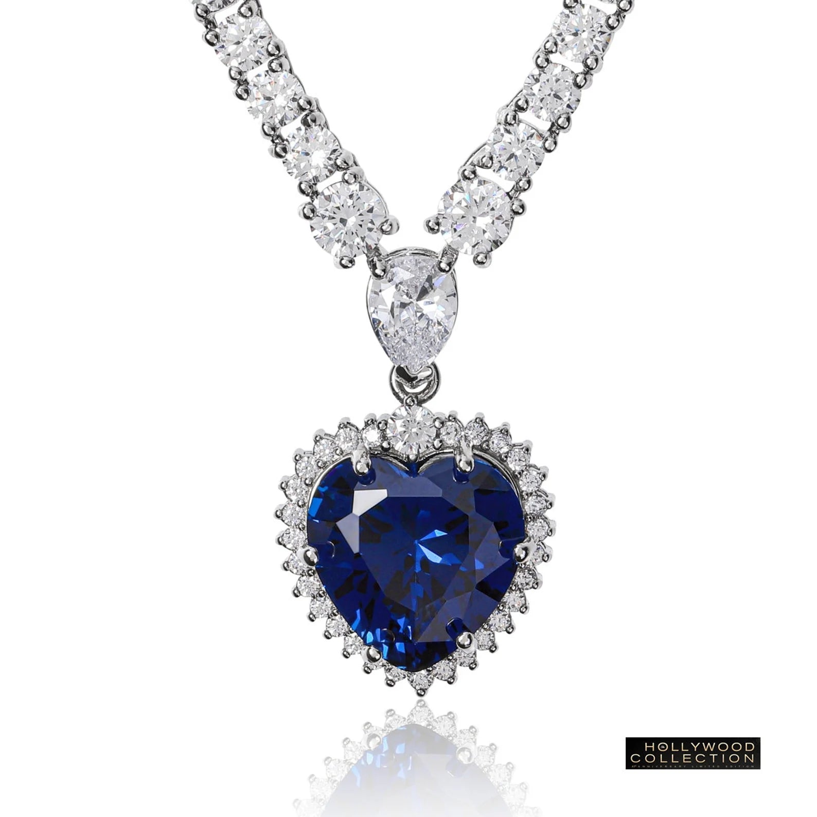 Titanic Necklace Heart of Ocean Blue Diamond cz - Petite Size