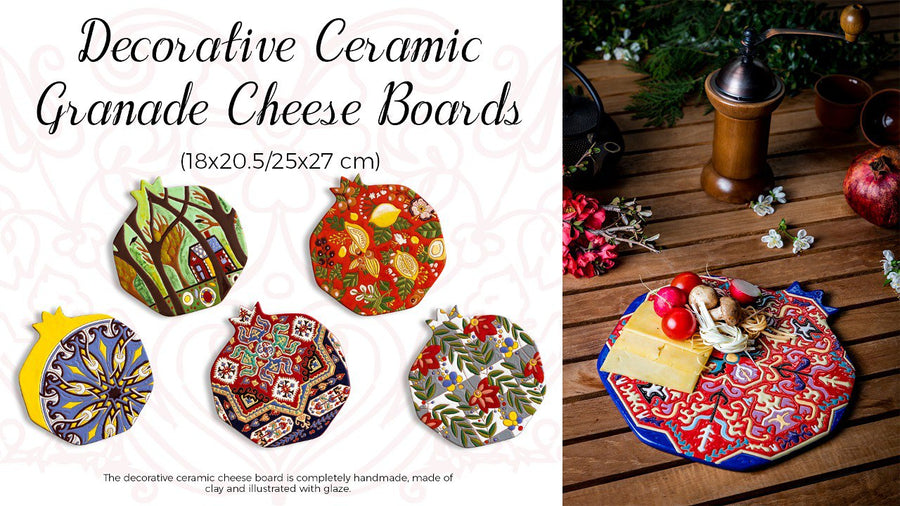 Custom Pomegranate Ceramic Cheese Board