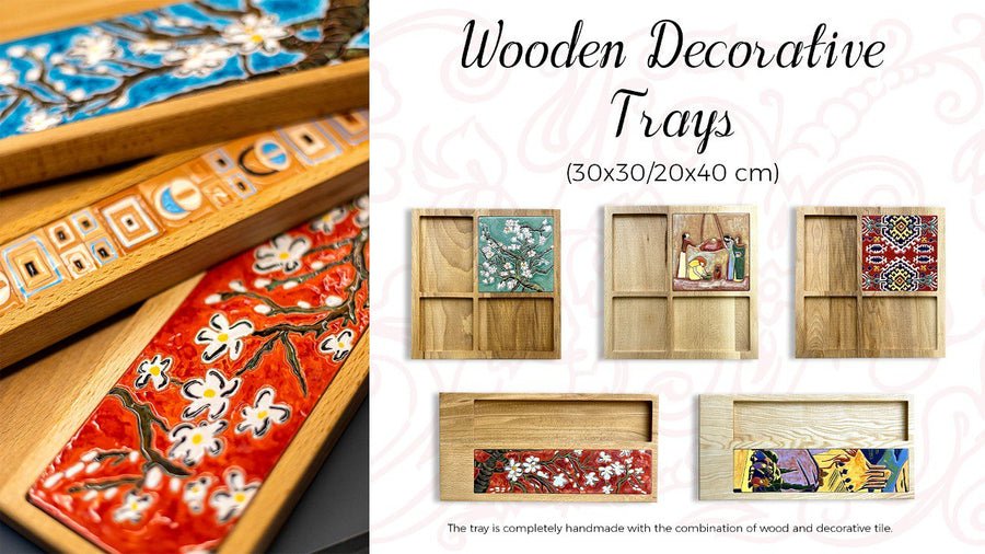 Custom Wooden Tray with Ceramic Tile